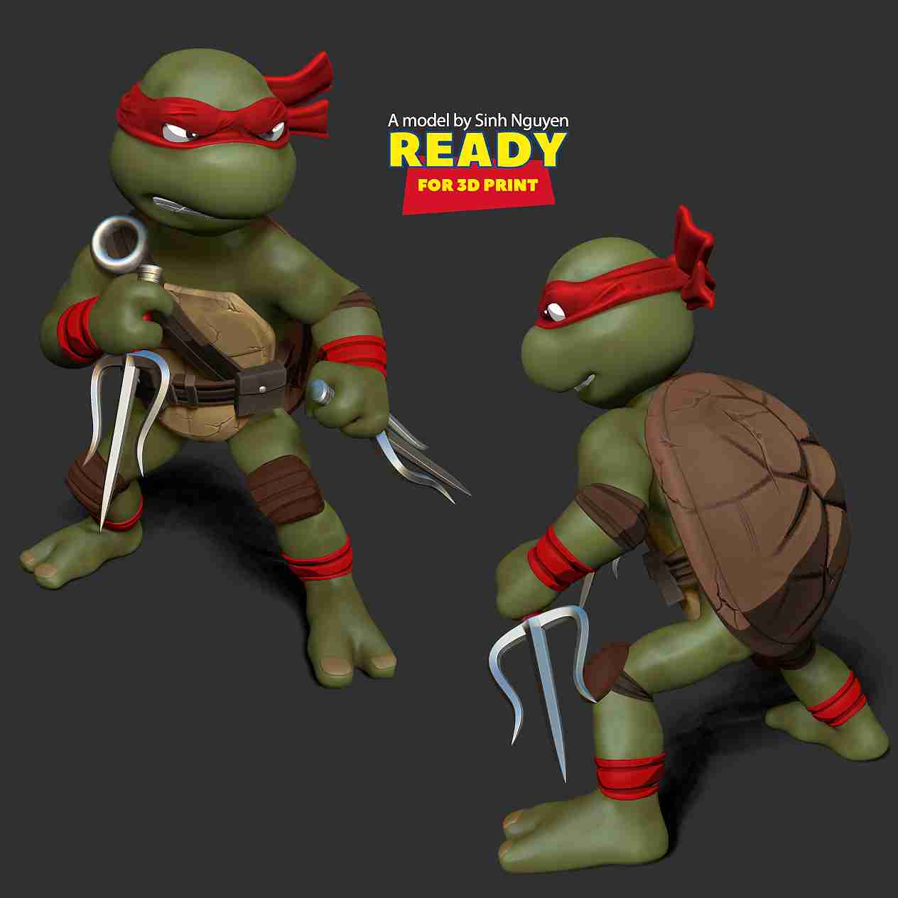 3D model Raphael Teenage Mutant Ninja Turtle VR / AR / low-poly