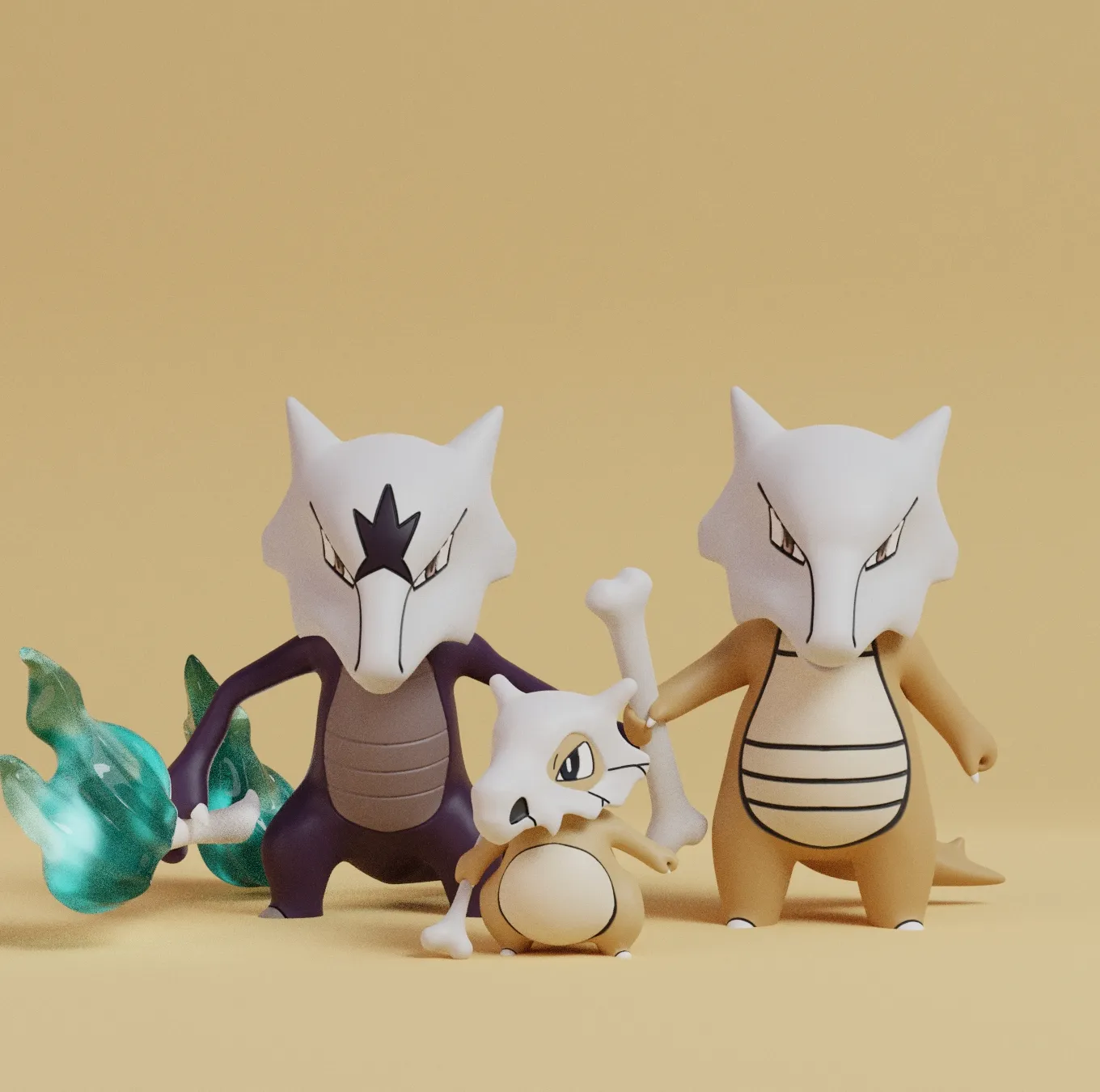 Pokemon - Cubone, Marowak and Alolan Marowak