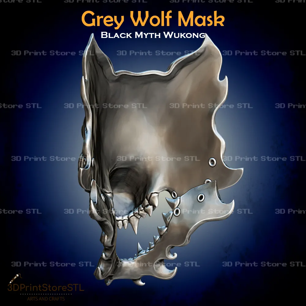 Grey Wolf Mask Cosplay Black Myth Wukong - STL File