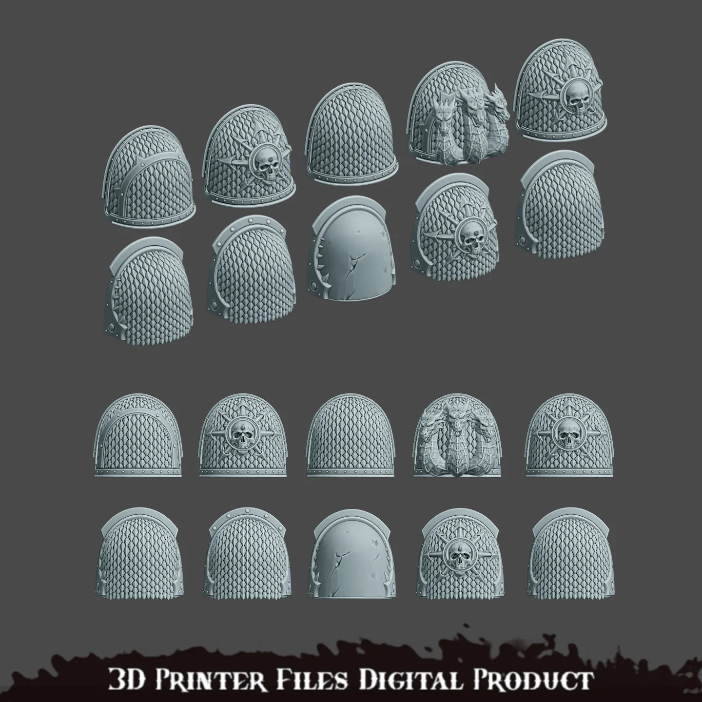 Space Marines Alpha Legion Shoulder Pads (Pre-supported)