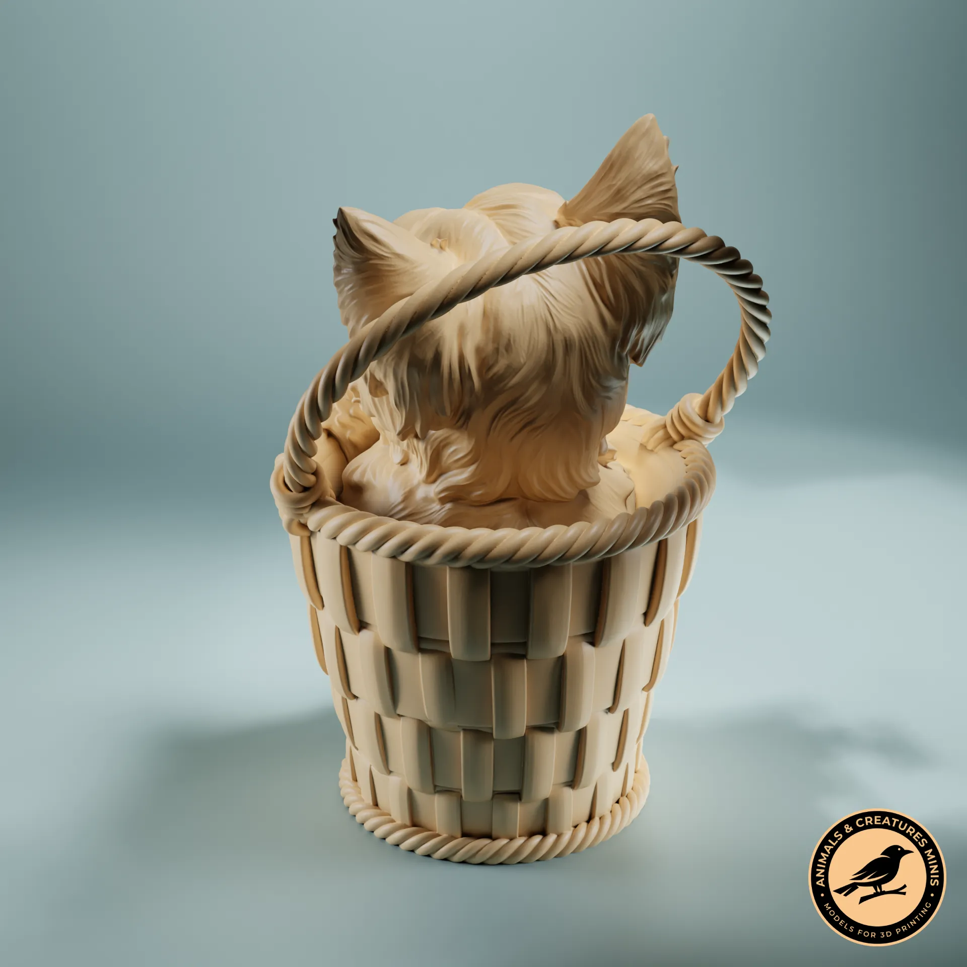 Yorkshire terrier in a basket
