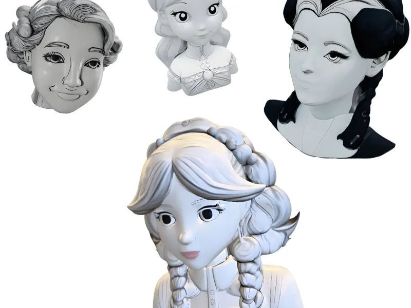 Collection de bustes de personnages féminins stylisés