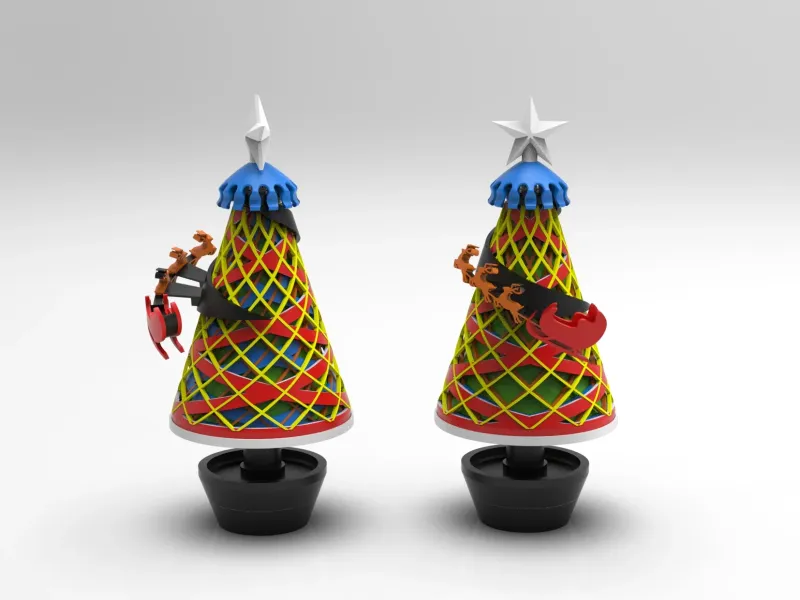 "クリスマスツリー- サンタのそり"