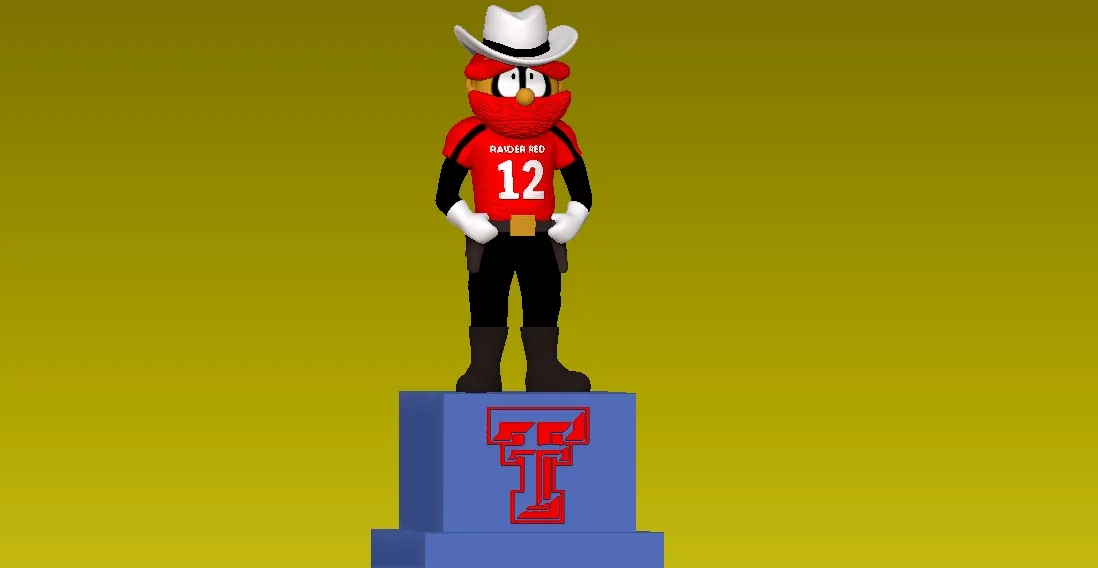 NCAA - ESTÁTUA DA MASCOTE DE FUTEBOL AMERICANO DOS TEXAS TECH RED RAIDERS - 3D PR
