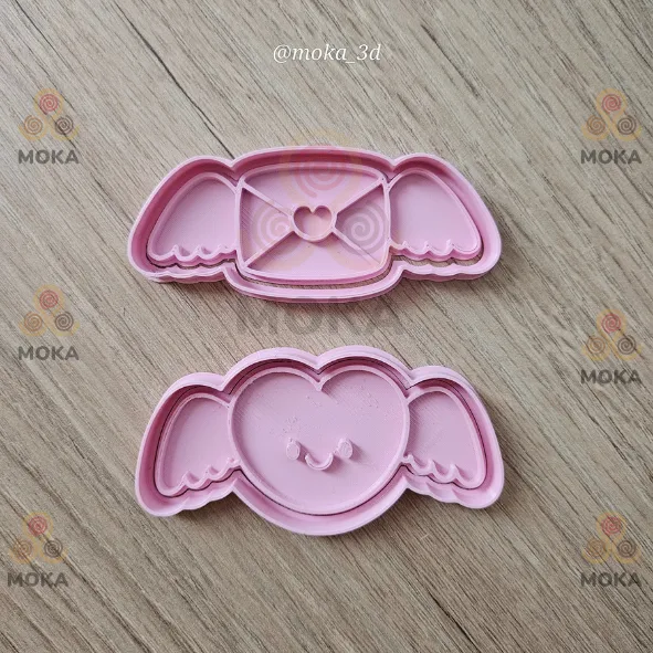 set x 2 Cortador de galletas corazon con alas San Valentin