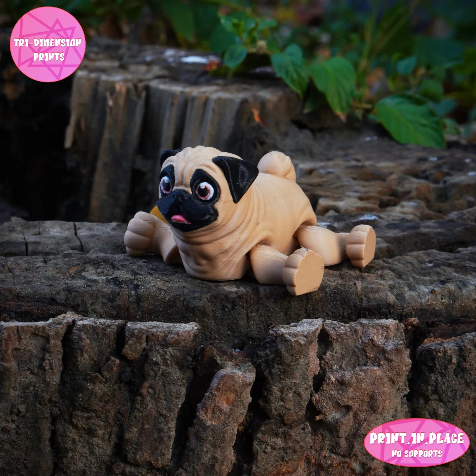 PRINT IN PLACE CUTE FLEXI PUG DOG