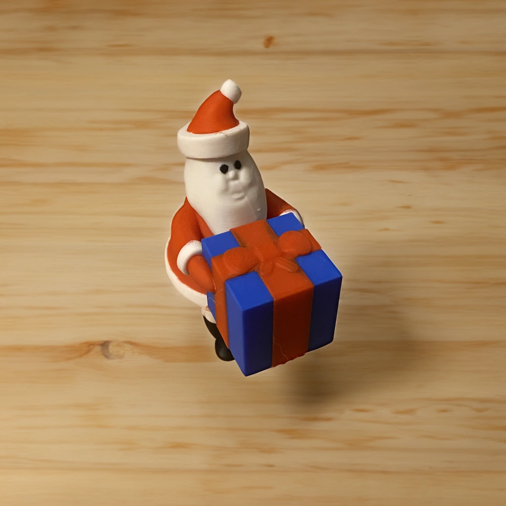 Santa Holding a Present