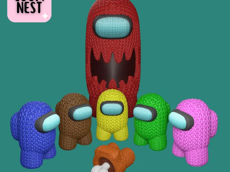 AMONG US KNITTED - CROCHET - 3MF MULTICOLOR - NO SUPPORTS