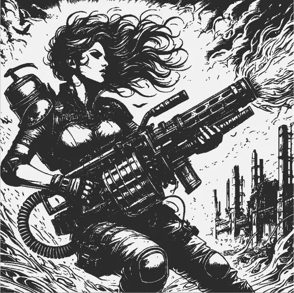 Woman with her flamethrower Lamp/Deco Perfect for daredevils