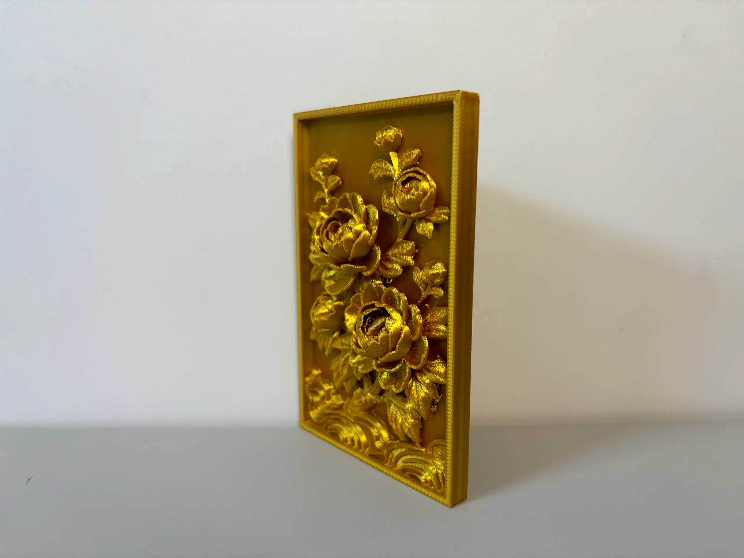 花开富贵· 金雕浮雕立体画- Creality Cloud 3D Model | 3Drop