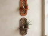 Boho Style Wall Shelf with Wicker Pattern - Modern Design-4