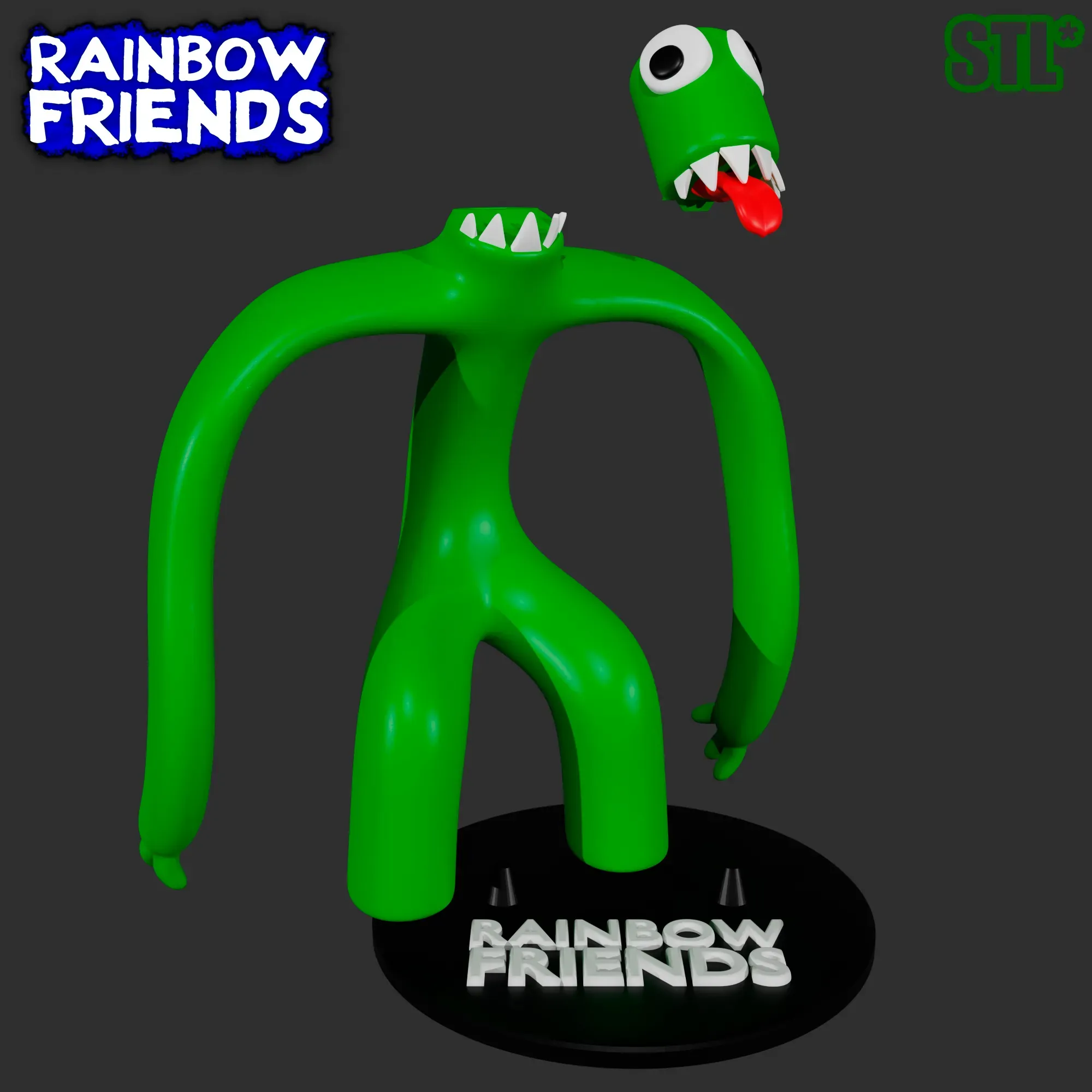 GREEN FROM RAINBOW FRIENDS - ROBLOX. ARTICULATED MONSTER. STL MODEL.