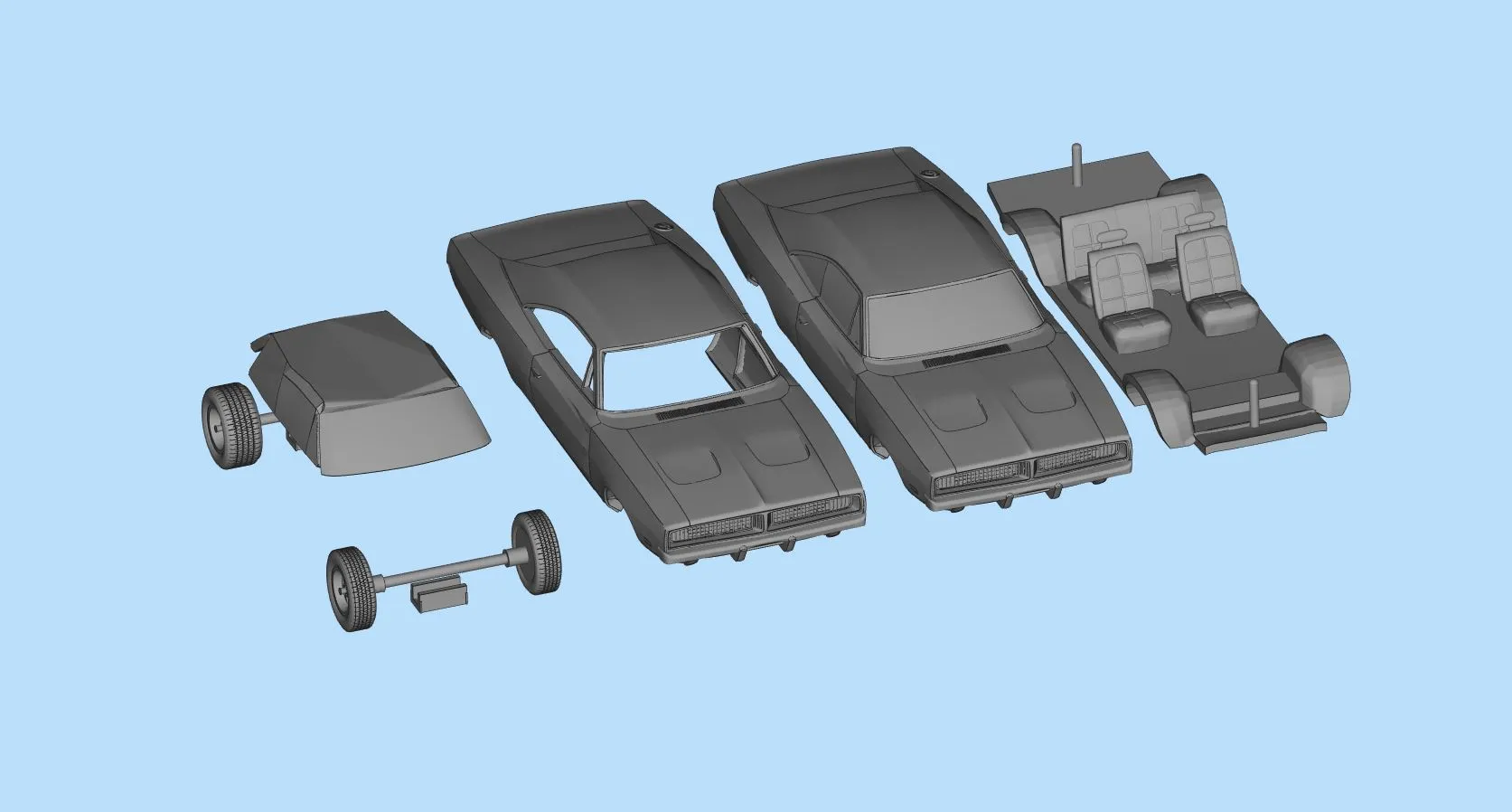 Musclecar Charger dodge 3d print model toy Car STL File