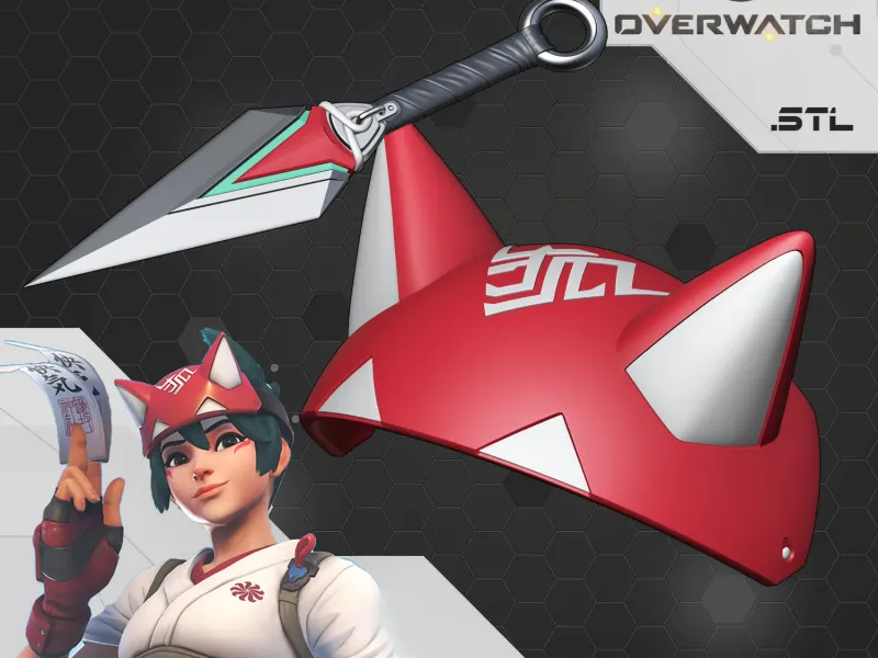 Coiffe et kunai de Kiriko cosplay Overwatch 2