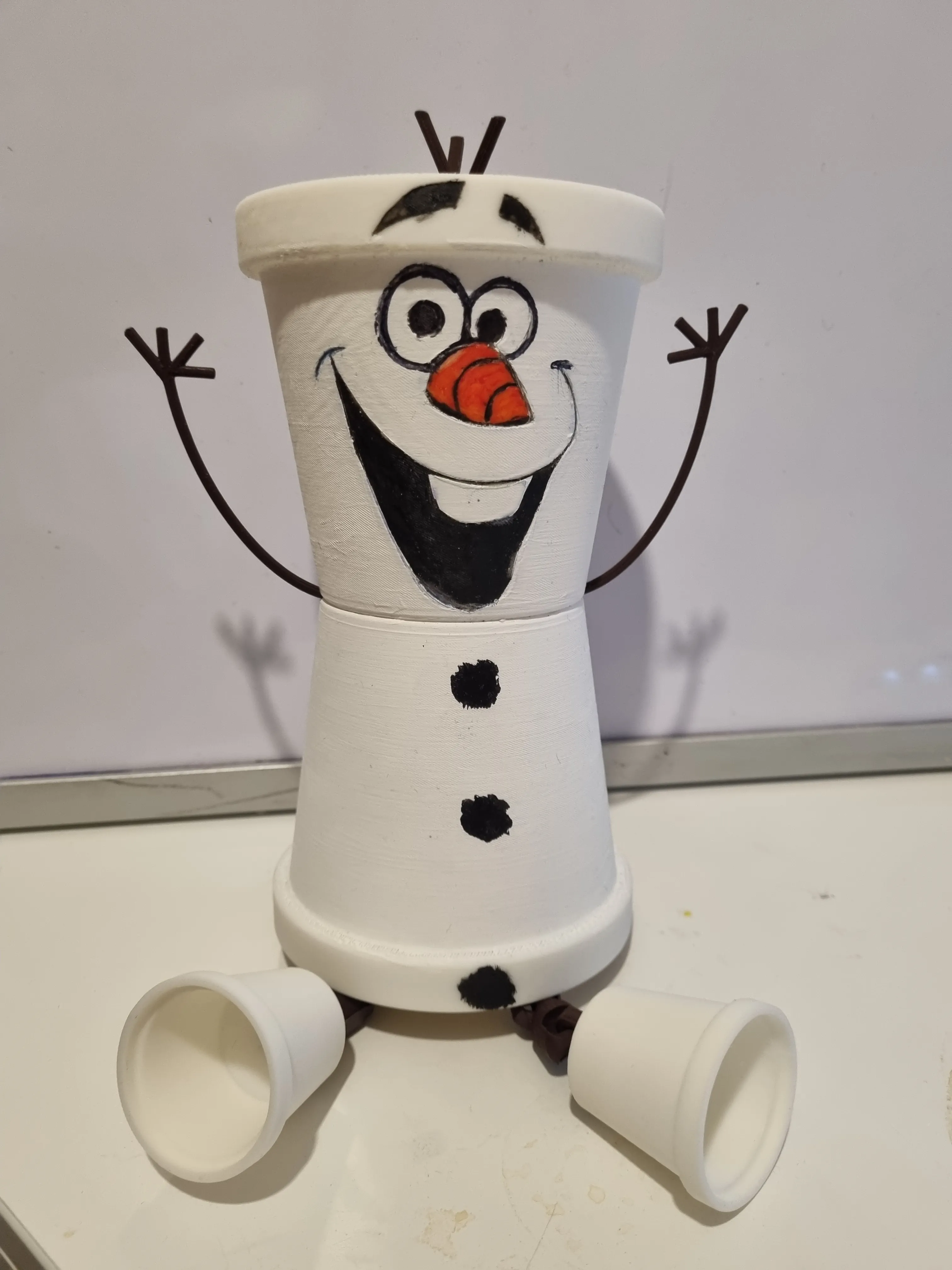 Olaf Snowman Flowerpot man
