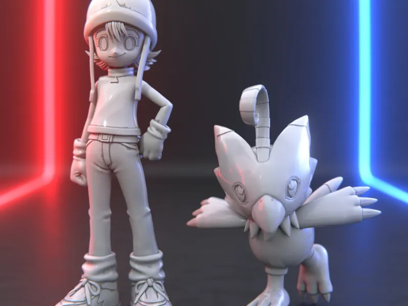 Sora & Biyomon - Digimon Fan Art 3D Printable Model