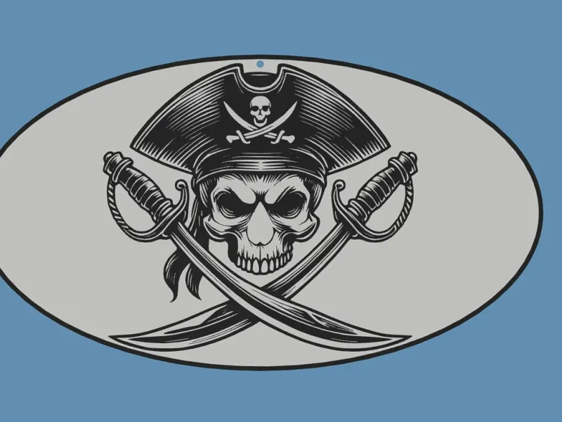 Cadre Pirate Crâne et Sabres Croisés - Modèle 3D Décoratif