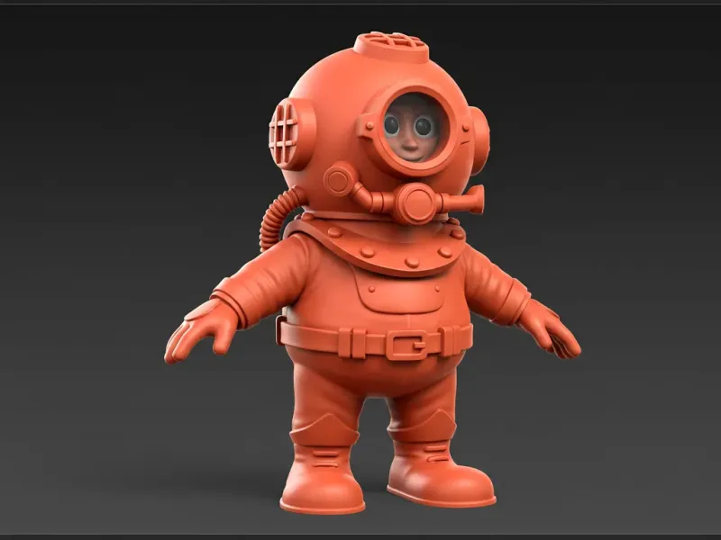 Underwater Diver in Wetsuit 3D Model - Aquarium Decor