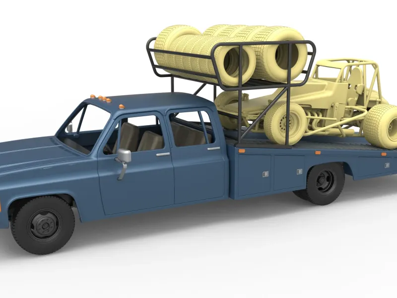 Camion de transport de epocă pentru mașină de curse Versiunea 2 Scară 1:25