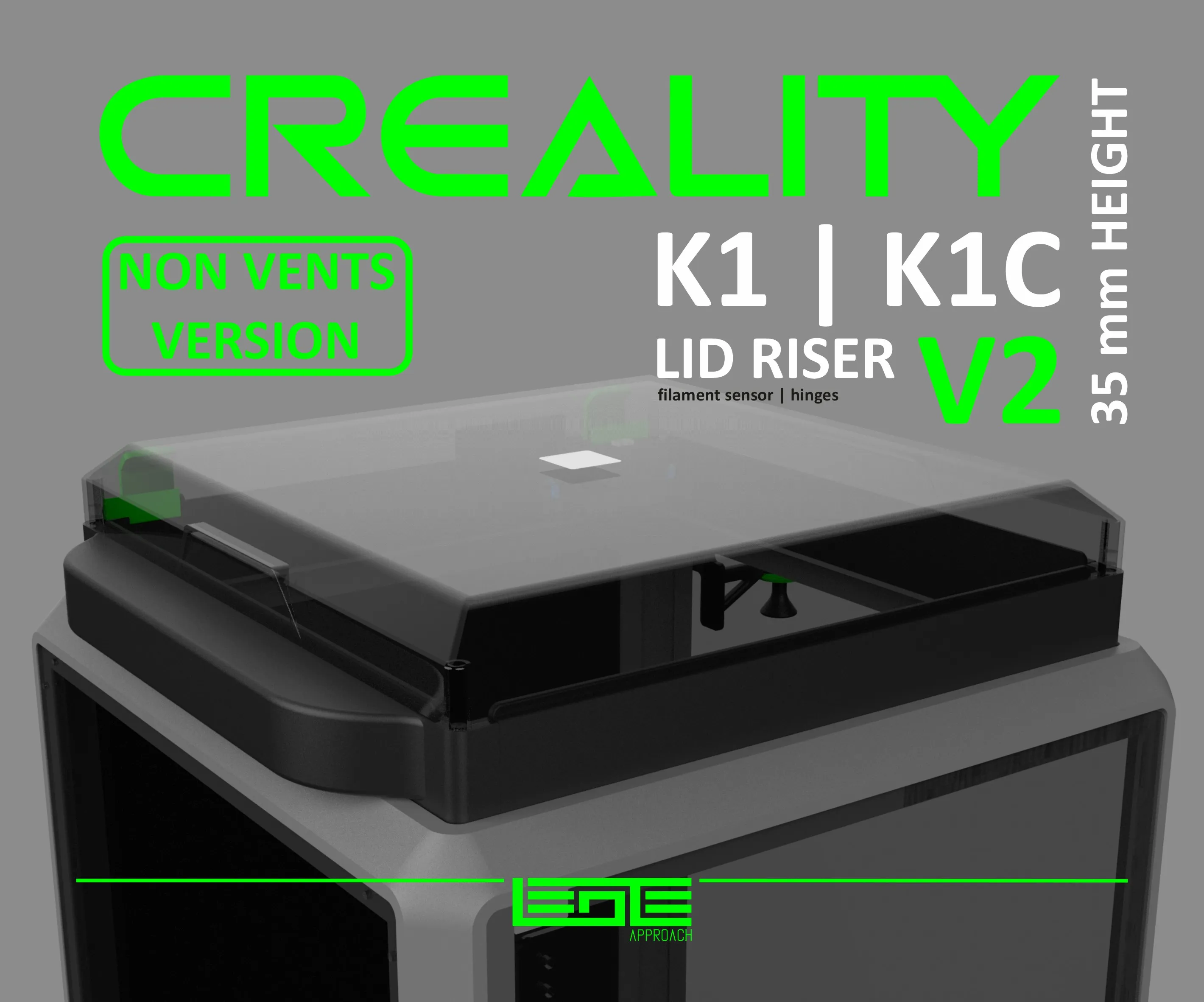 CREALITY K1|K1C|K1SE - LID RISER V2 [35mm height]
