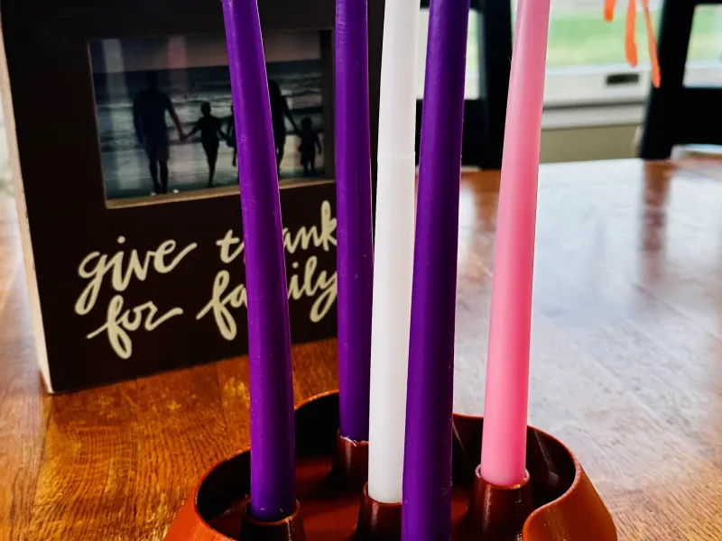 Advent Candle Holder, Table  Christian Christmas Decor