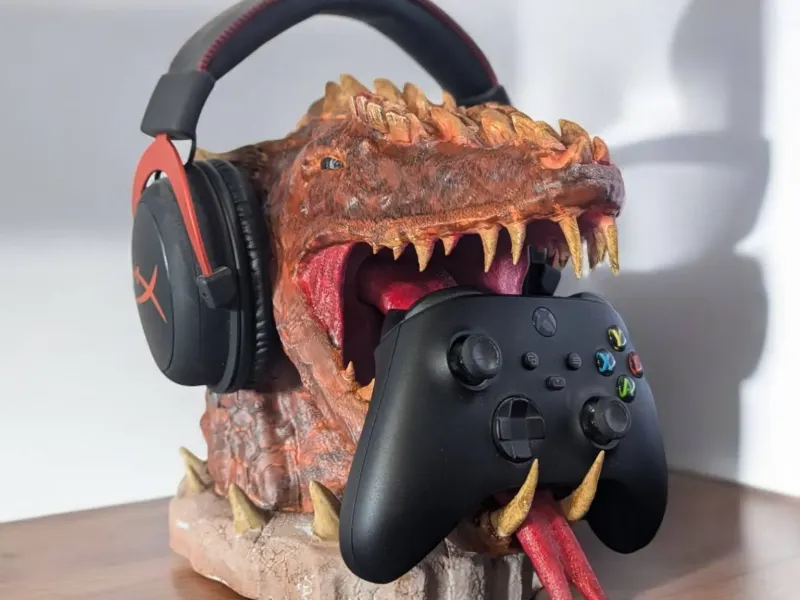 Suporte para controle e headset em forma de dragão