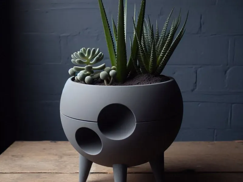 Far-Out Mid Century Plant Pot "We Have Landed"