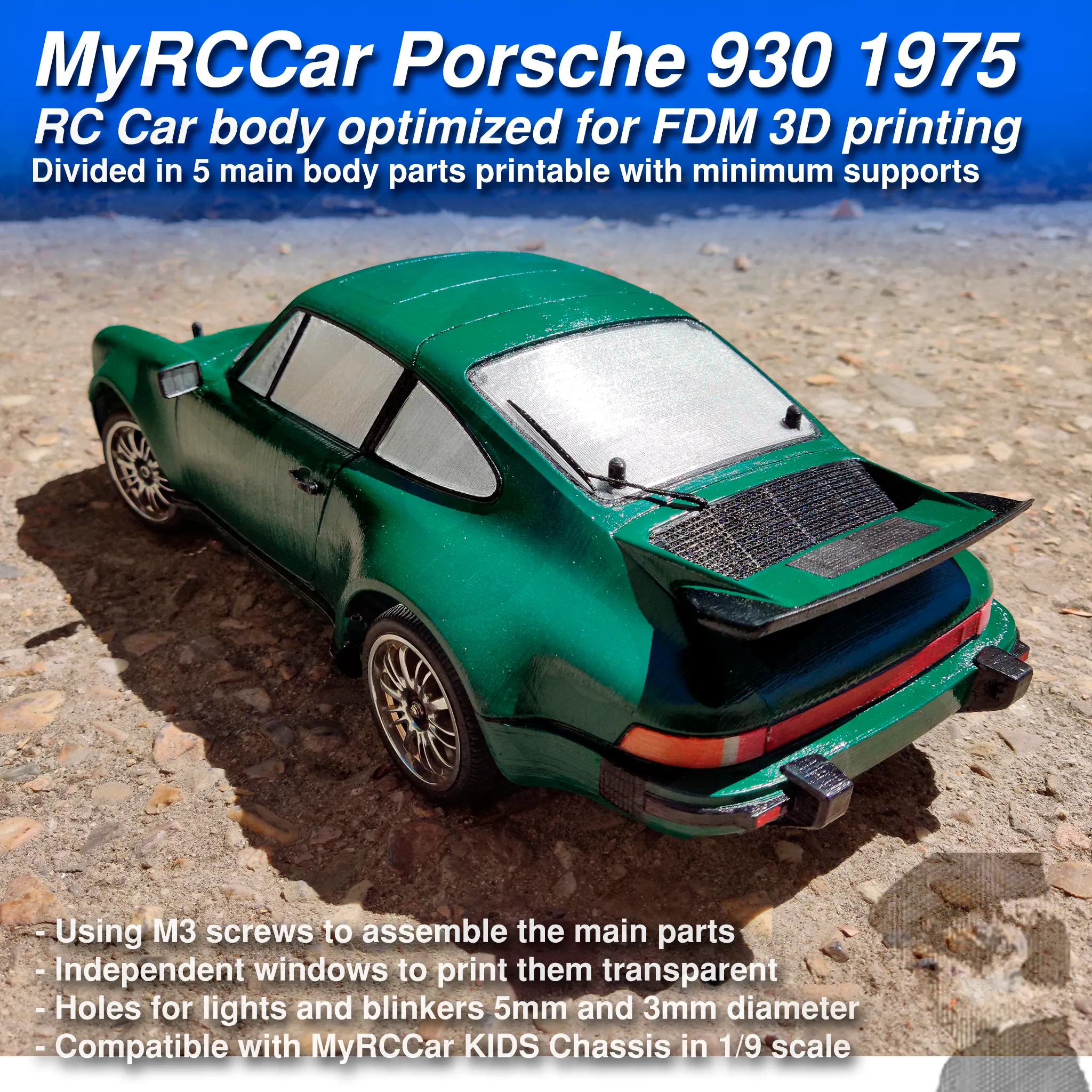 MyRCCar Porsche 911 Turbo 930 1975 RC Car Body