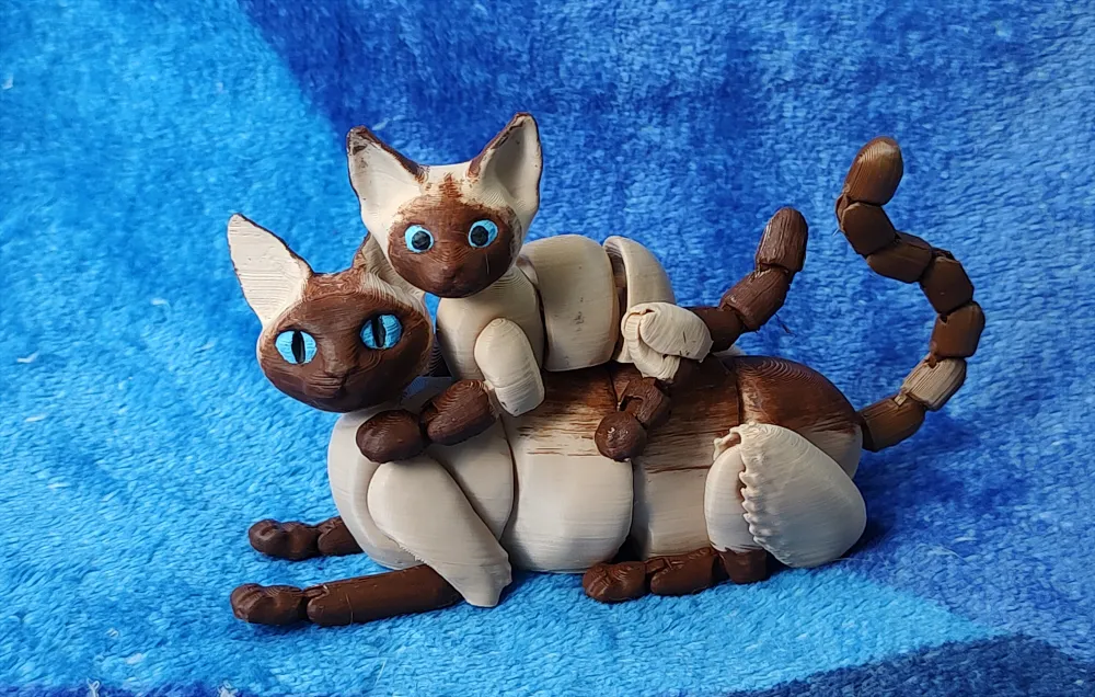 Articulated cat, print-in-place, snap-fit head and tail