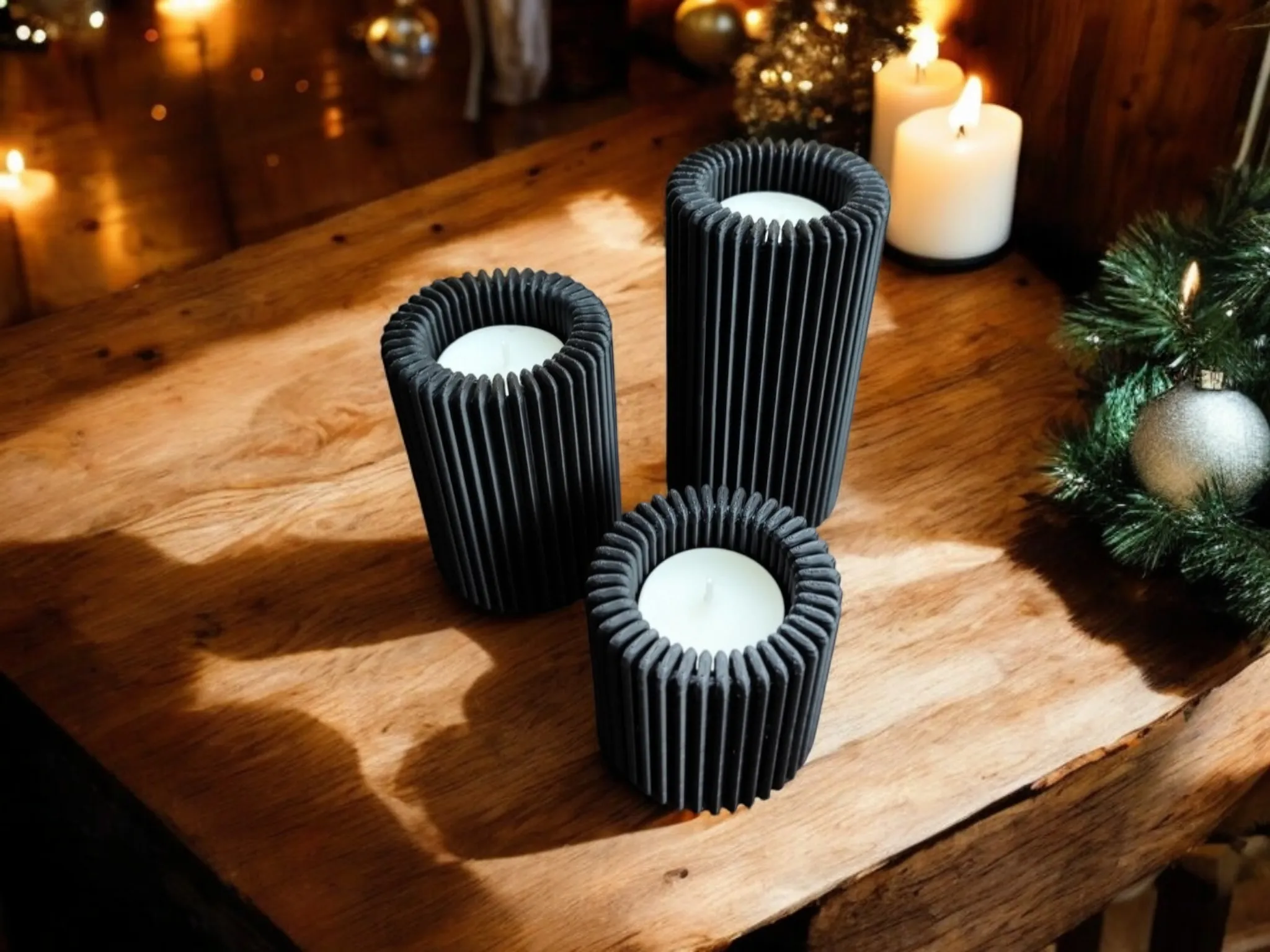 Mini Ribbed Tea Lights Home Decorations & Ornaments STL Download - Ribbed Tea Light Holder Set ...