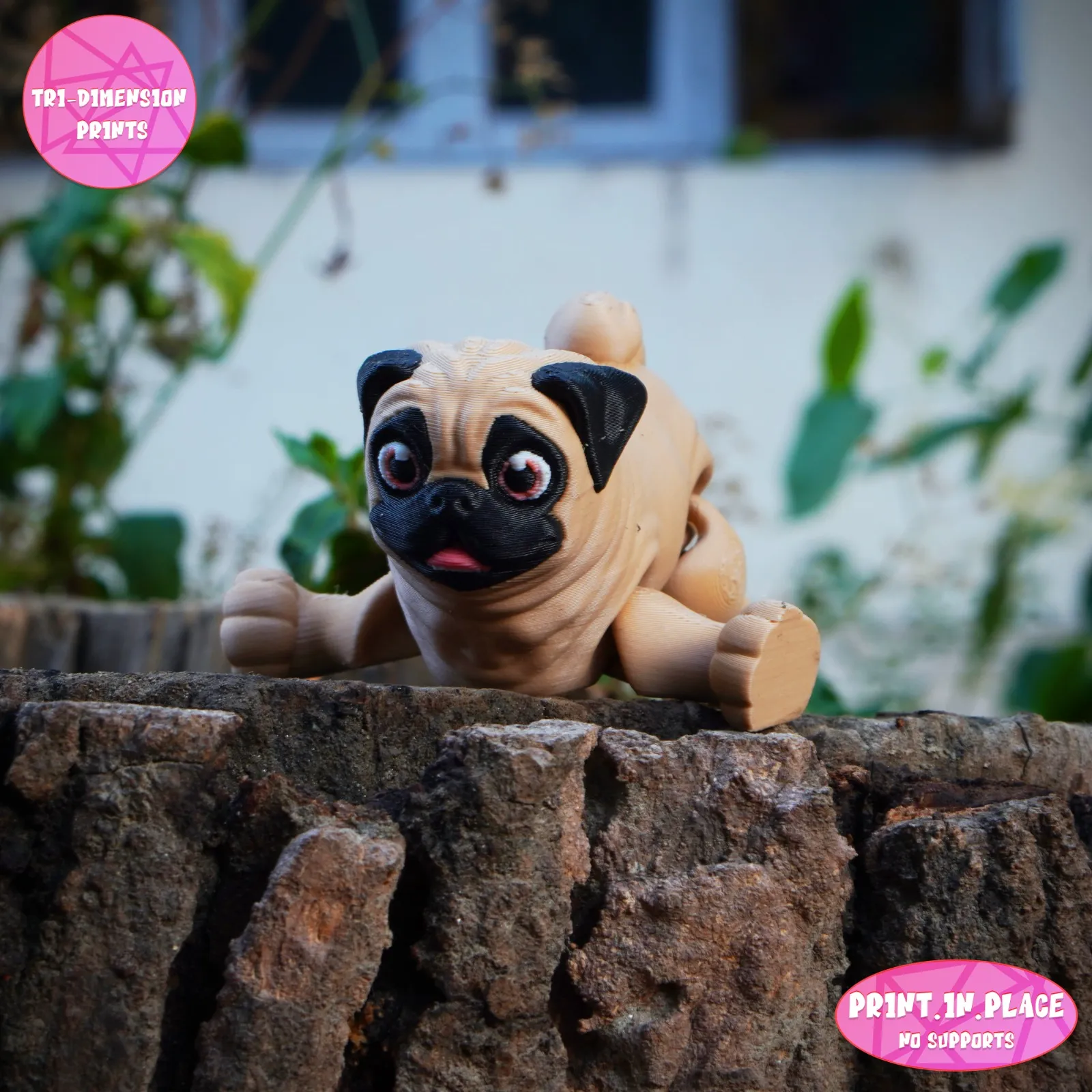 PRINT IN PLACE CUTE FLEXI PUG DOG