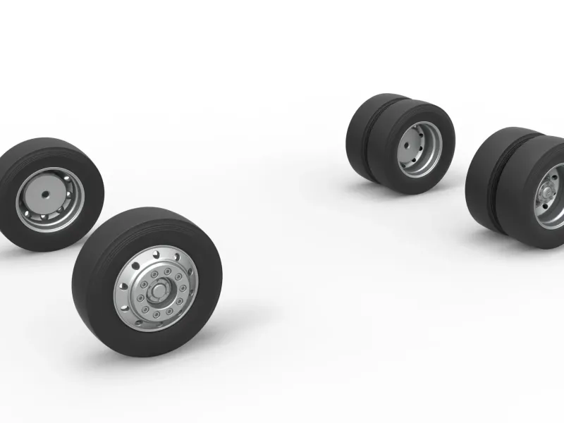 Wheel Set of Big Rig Racing Semi truck Scale 1:25