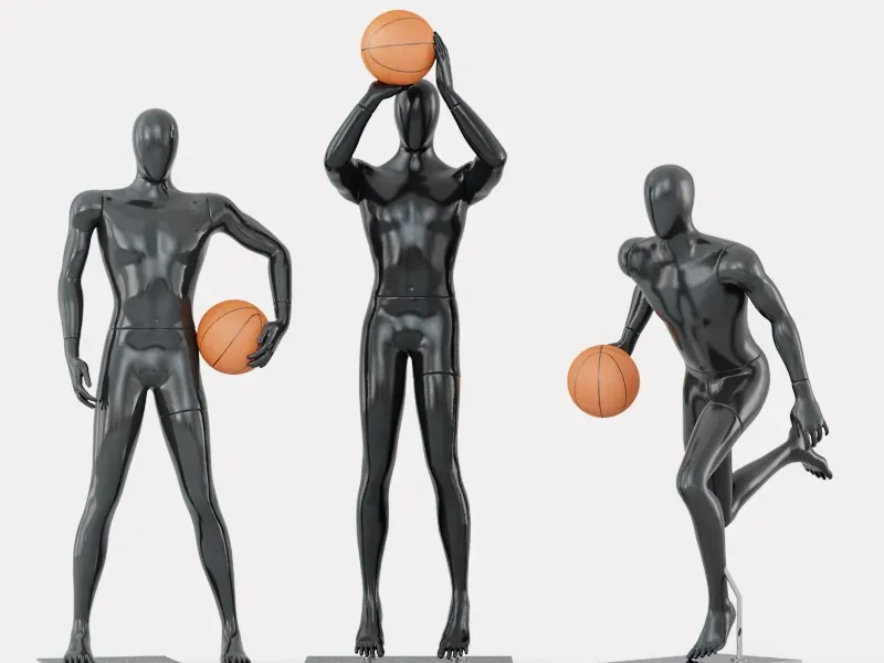 Three faceless mannequins basketball 29