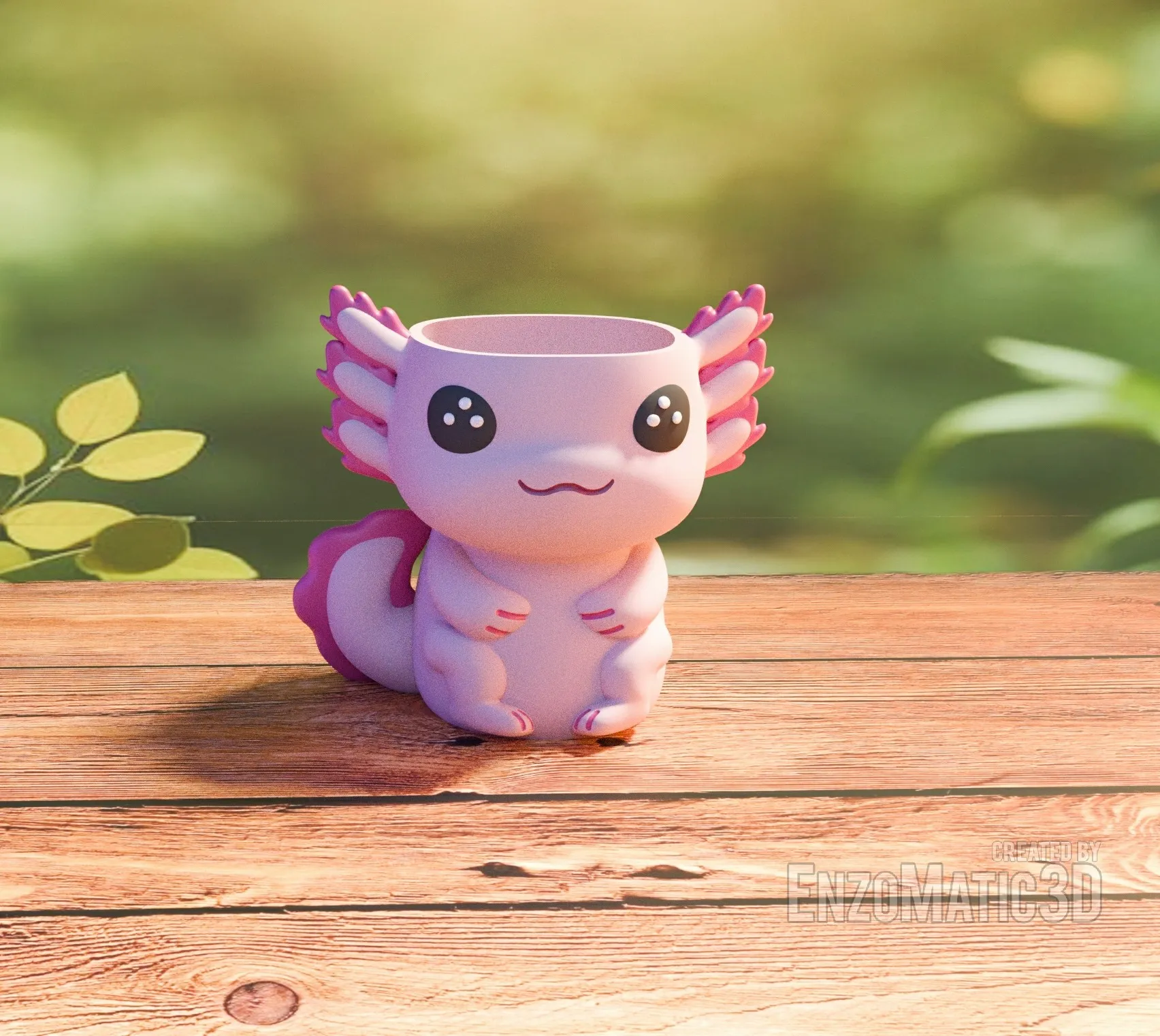 flower pot Axolotl planter pencil holder STL 3MF