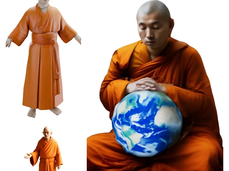 Meditative Monk Figurines