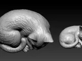 Cat sleeping model - cat statue - 3D print-2