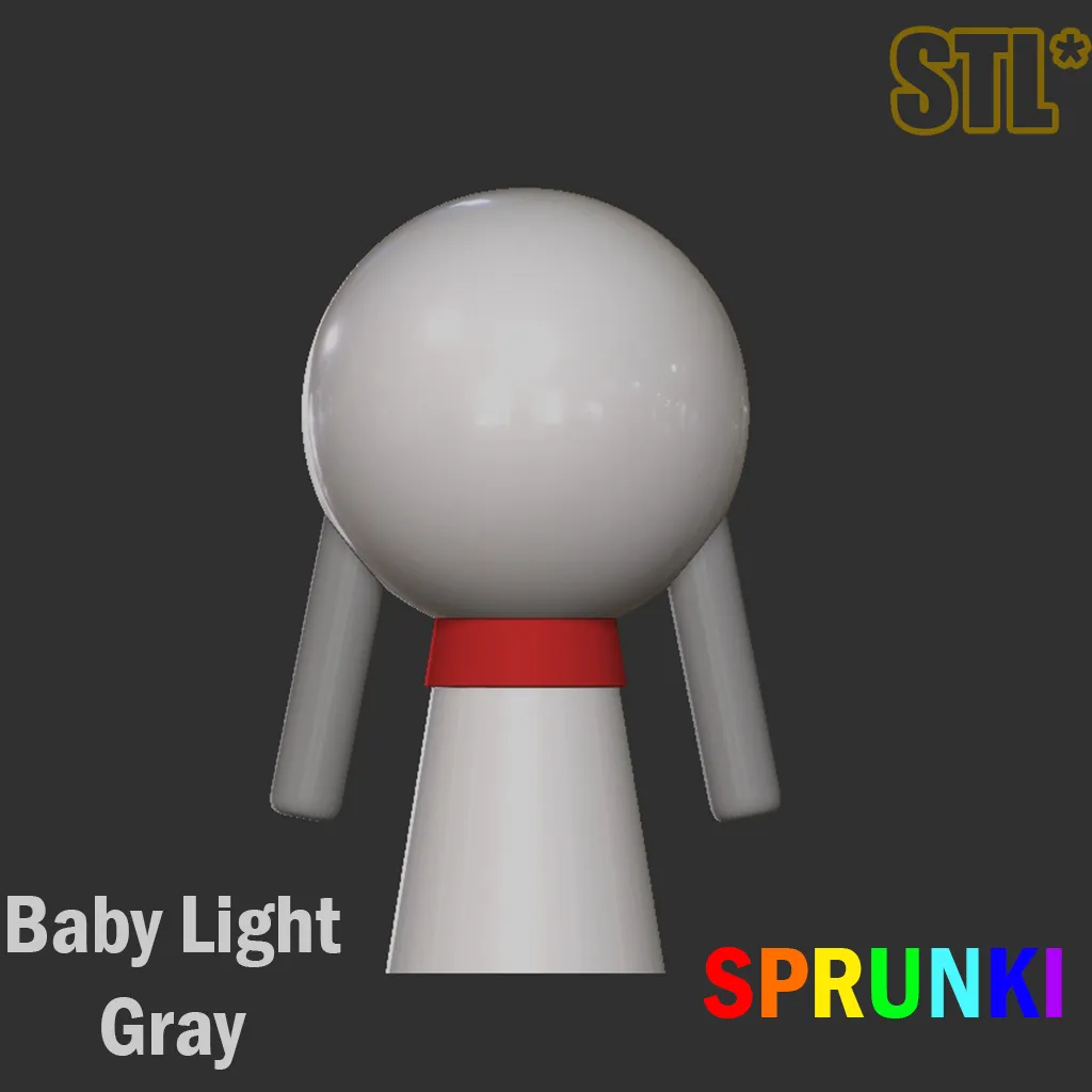 Sprunki Incredibox Baby Light gray STL 3D Character Fanart