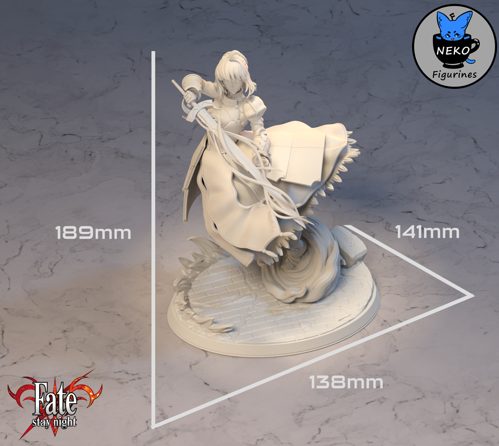 Saber - Fate Stay Night Anime Figurine for 3D Printing, 3D models download