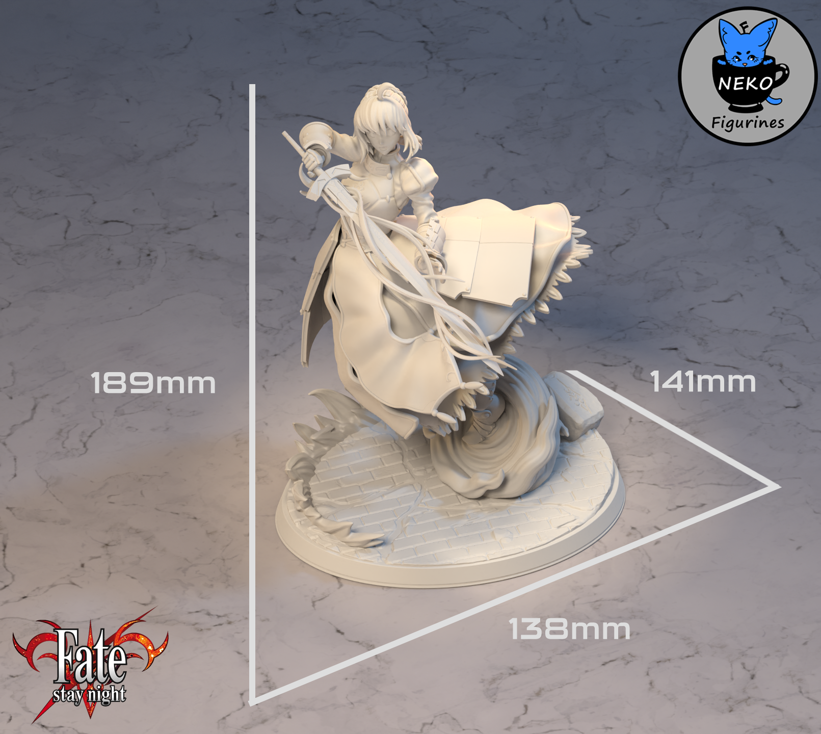 Saber - Fate Stay Night Anime Figurine for 3D Printing