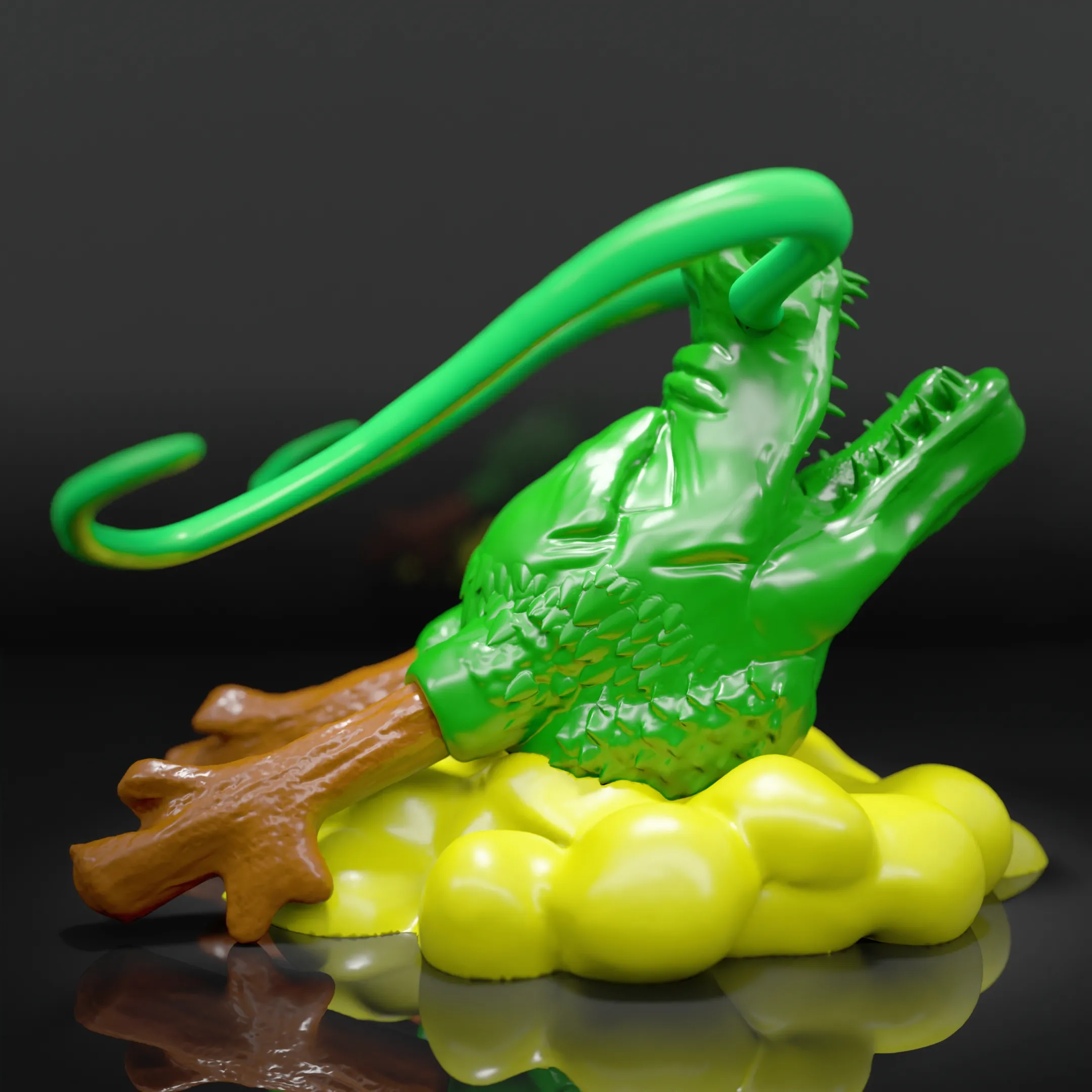 Shenlong Sculpture: Majestic Dragon Head Emerging from the C