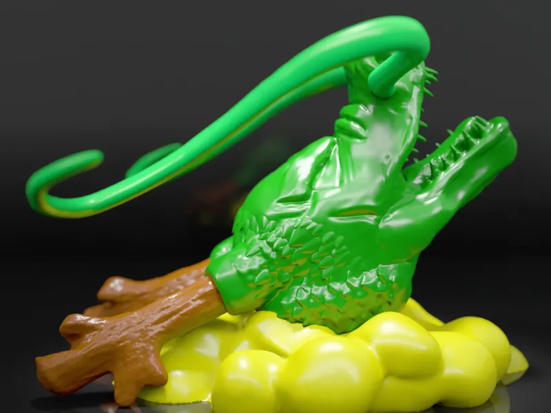 Shenlong Sculpture: Majestic Dragon Head Emerging from the C