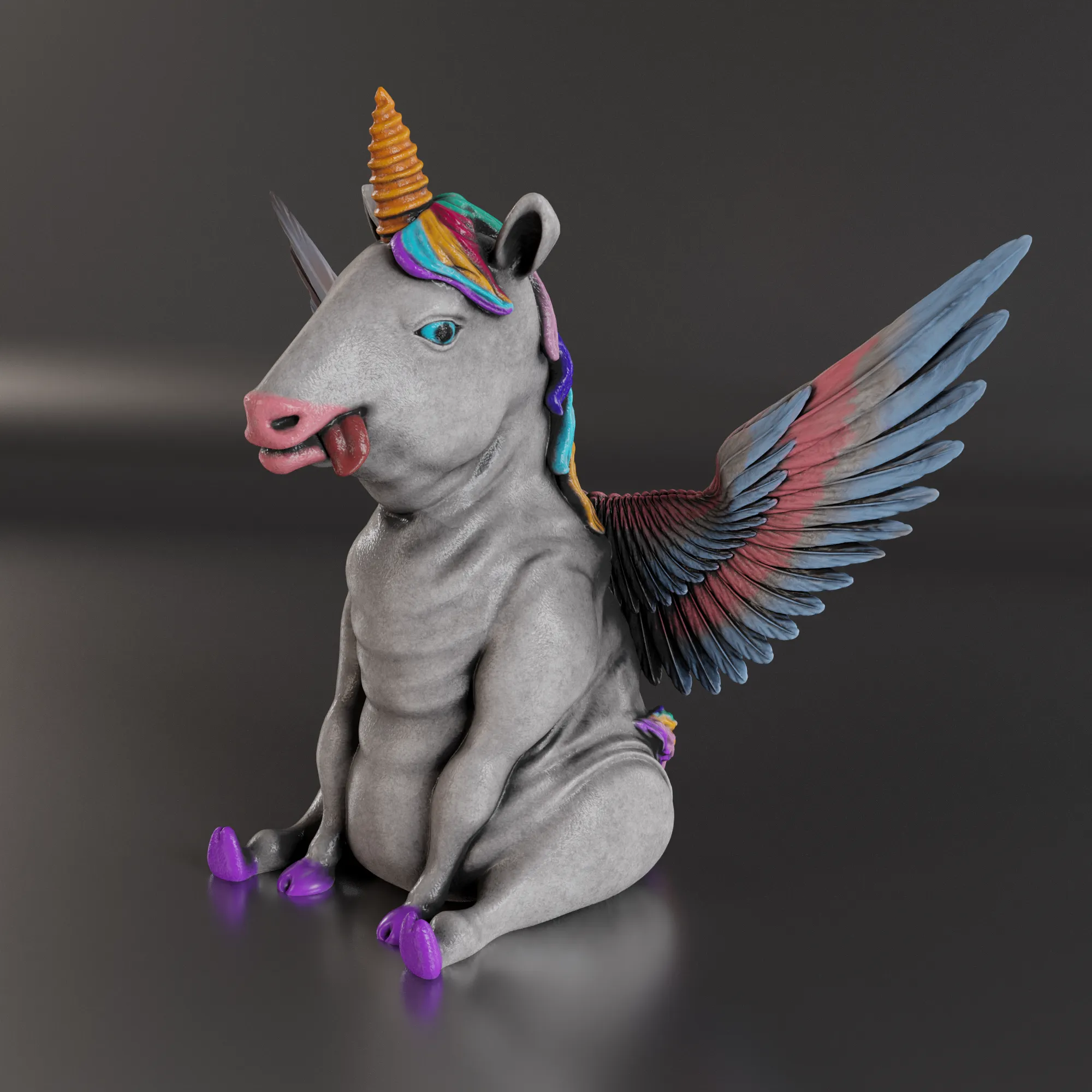 FETTES EINHORN MIT FLÜGELN