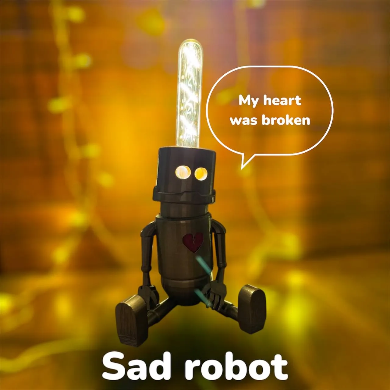 Sad robot lamp