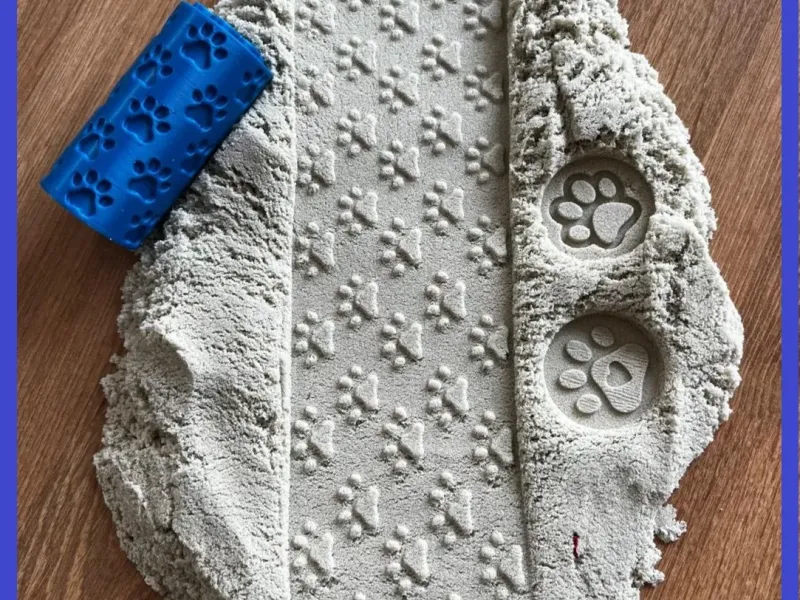 Texture roller impressions of Dog paw prints
