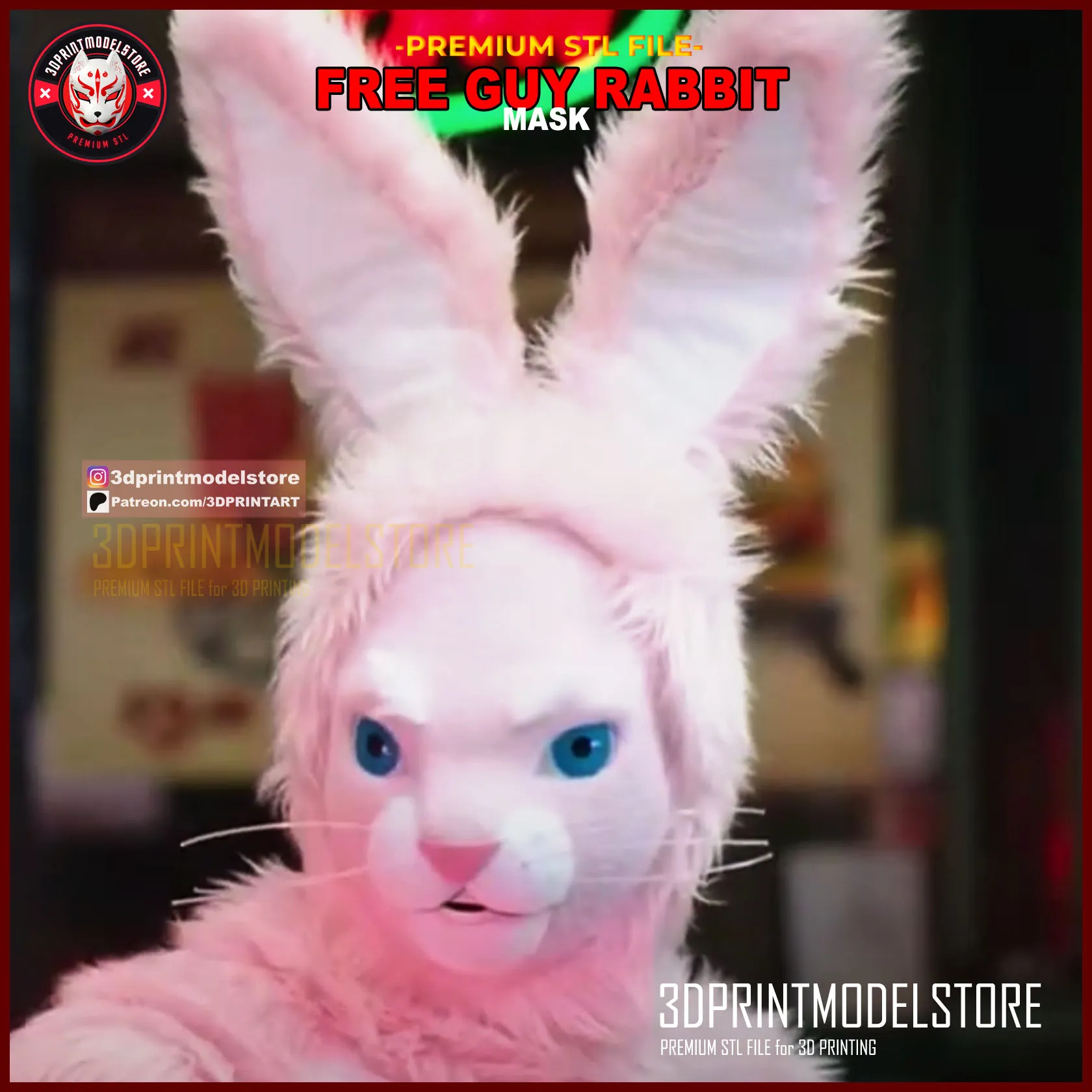 Guy Rabbit Skin Cosplay STL Download - Free Guy Rabbit Mask - Cosplay Mask - Halloween ...