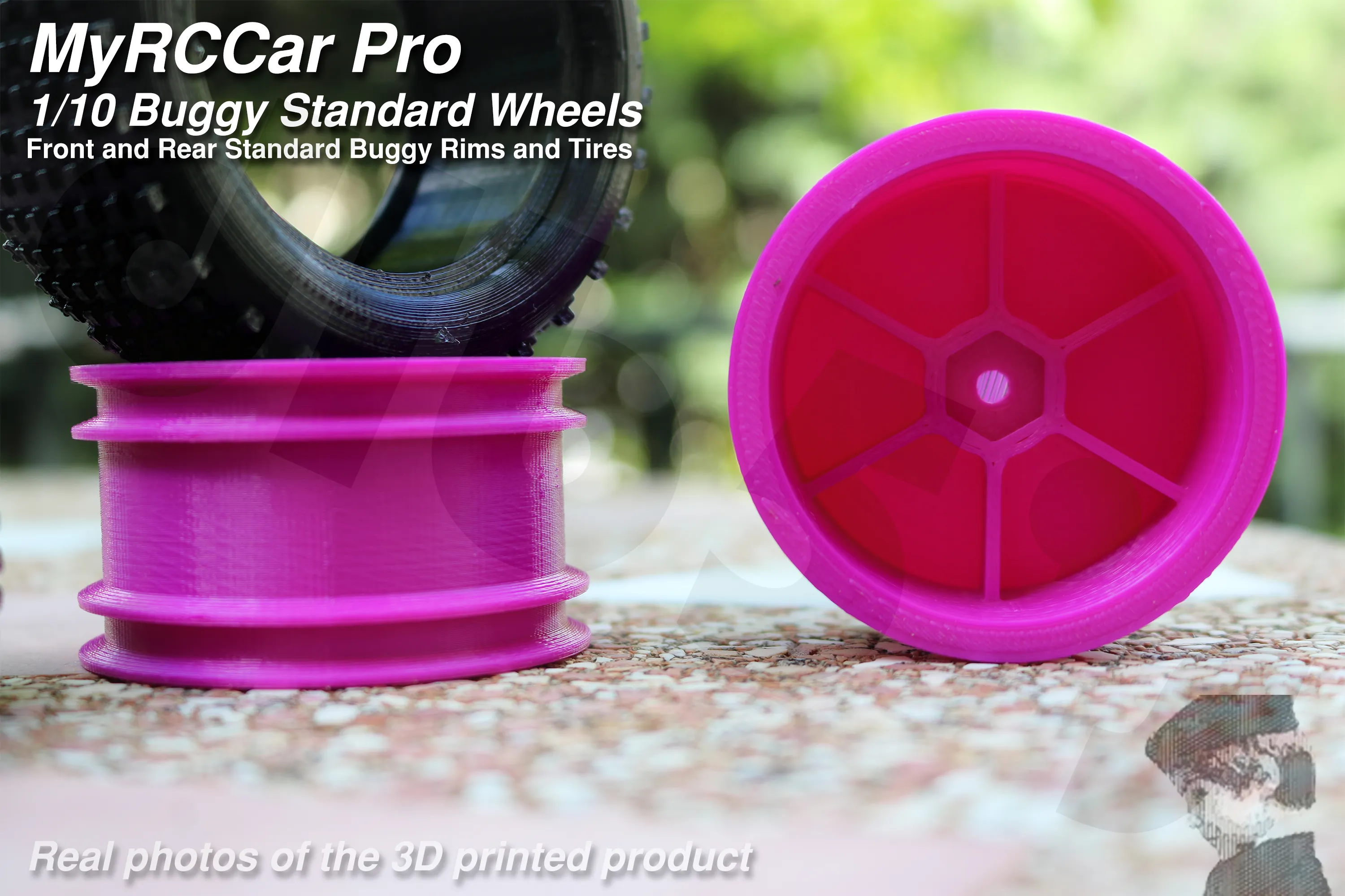 MyRCCar Buggy Wheels 1/10 RC Car Rims and Tires for RC Buggy