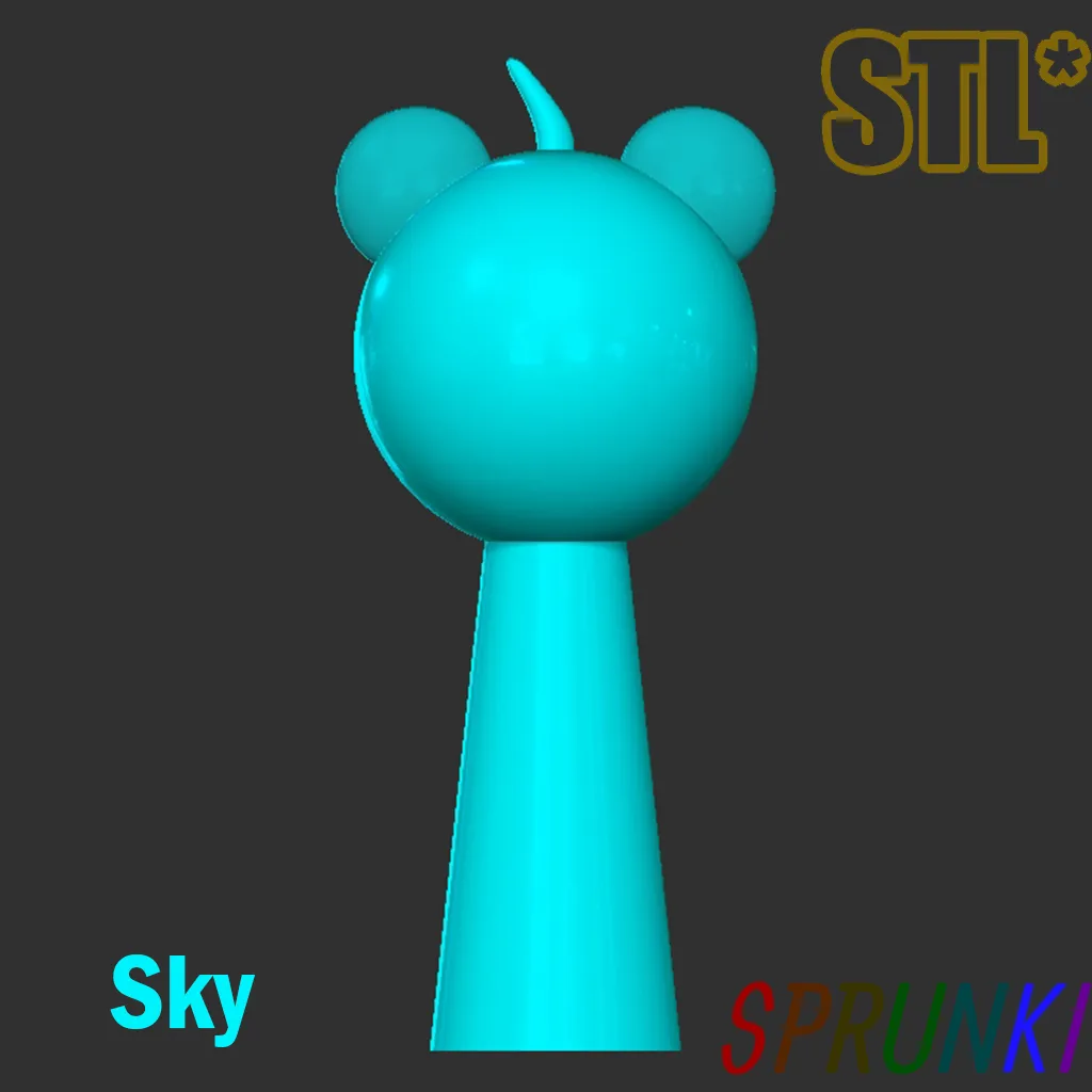 Sprunki Incredibox Sky Blue STL 3D Character Fanart