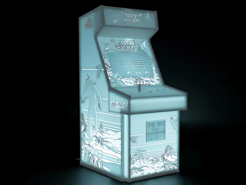 Space Invaders Arcade Cabinet with Lithophane