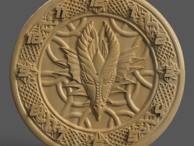Celtic Dragon Wall Clock – Intricate 3D Design with Engraved