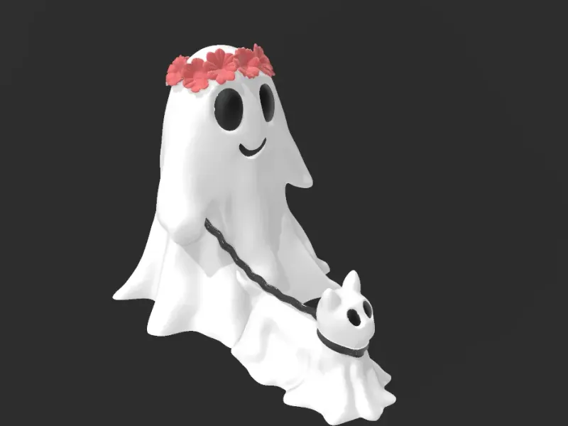 gatto fantasma floreale che cammina